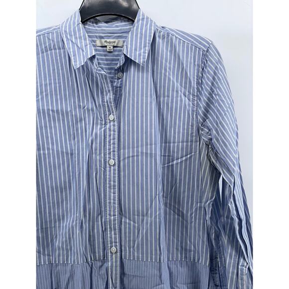 MADEWELL Women's Blue-White Striped Button-Up Boyfriend Tunic Top SZ M - Picture 3 of 12